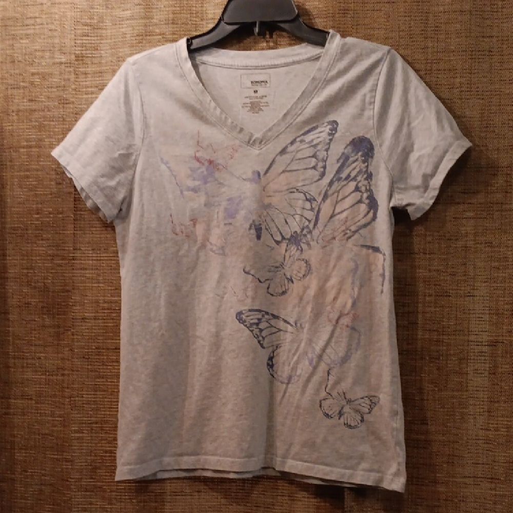 Sonoma Gray Butterfly Print Women's Top